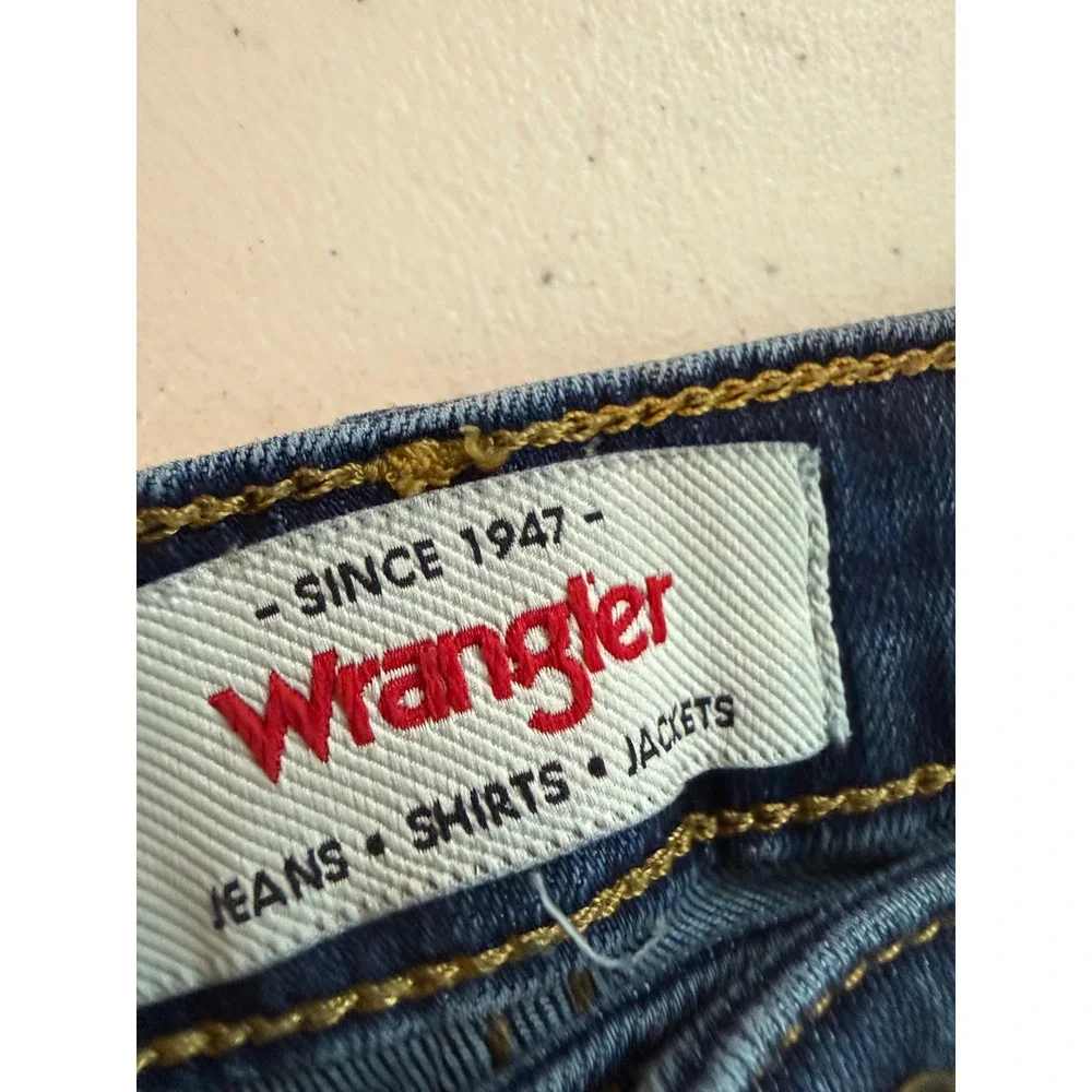 Wrangler Womens High Rise True Straight Jeans Dark Wash Denim 6x32 10MT1STST